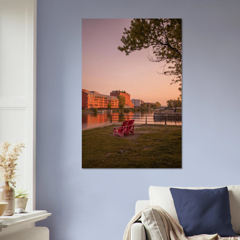 Montréal, deux places pour le large — tirage aluminium 60 × 90 cm accroché au mur
